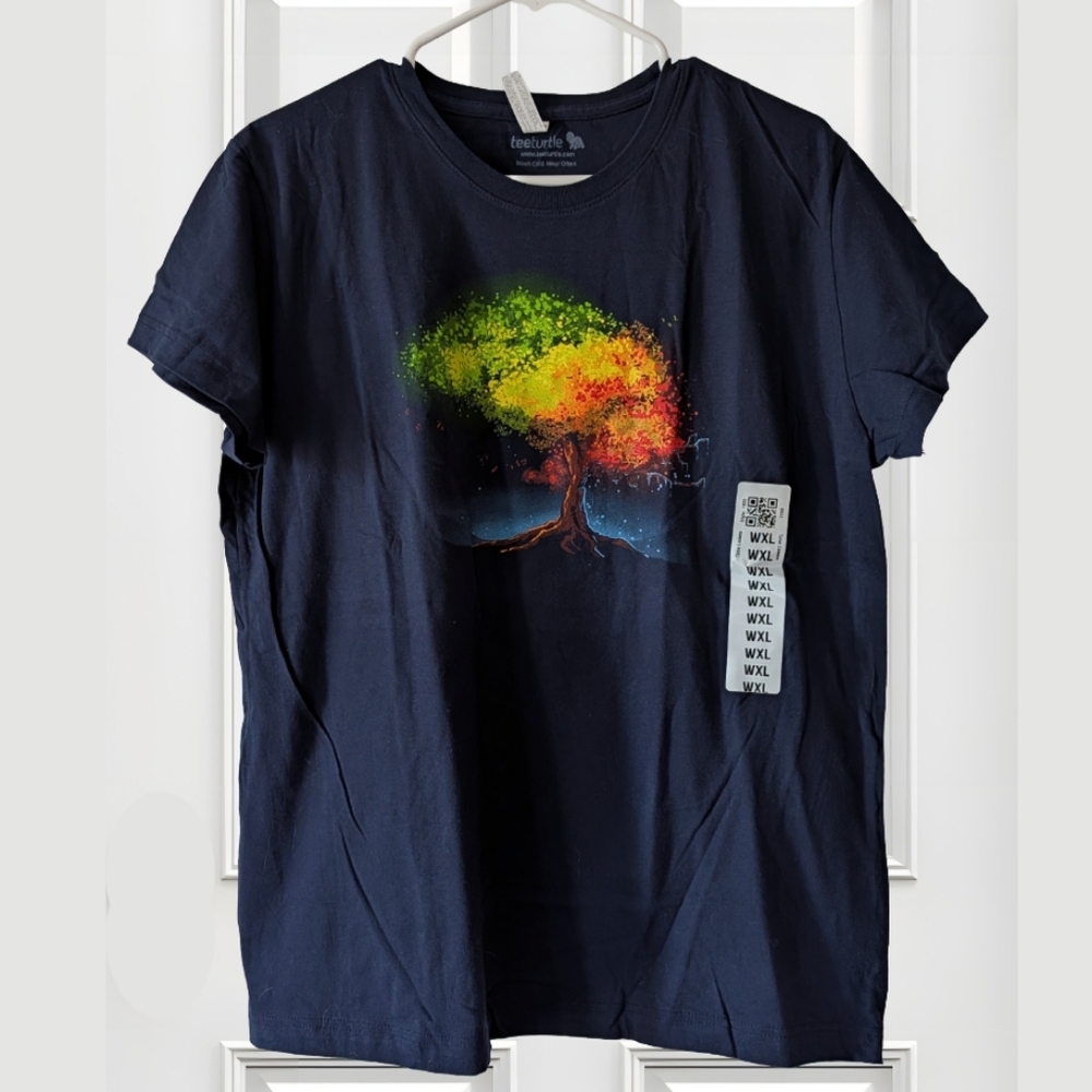 TeeTurtle NWT Graphic Tee – Rainbow Tree Art – Women’s XL